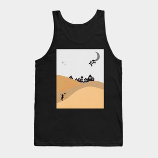 Minimalist Illustration Grey World Moonlight Tank Top